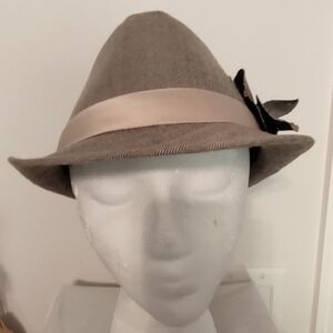 TARGET Fedora Style Hat Brown Beige Herringbone Womens  One Size * XLNT